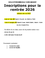 inscriptions 2026